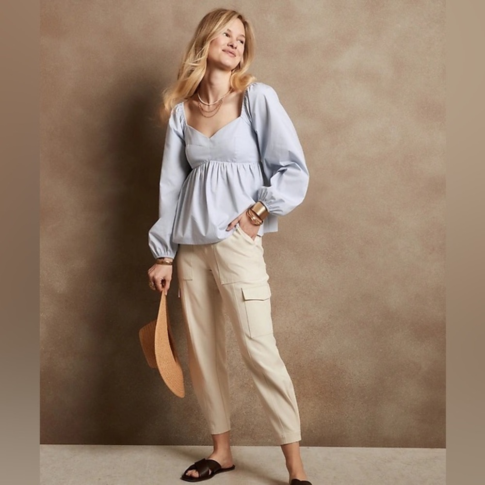 Banana Republic Poplin Babydoll Blouse, Large